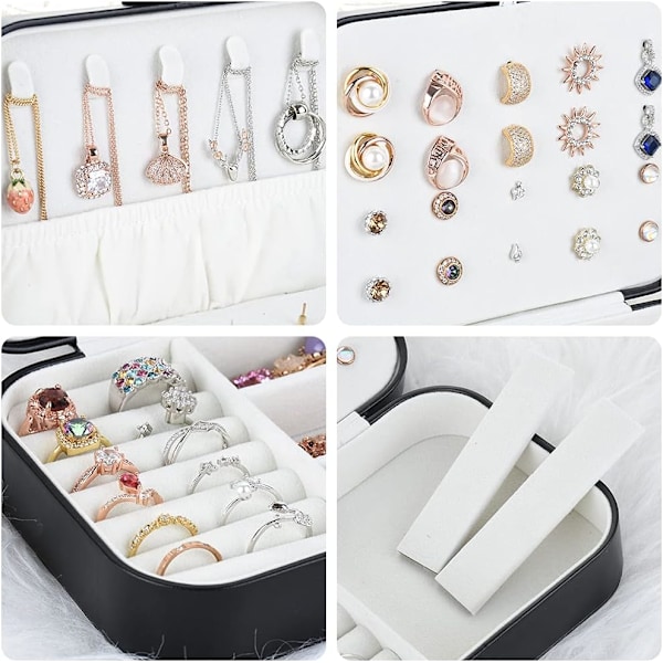 Svart 16 * 11 * 5, smyckeskrin för resor, används för halsband