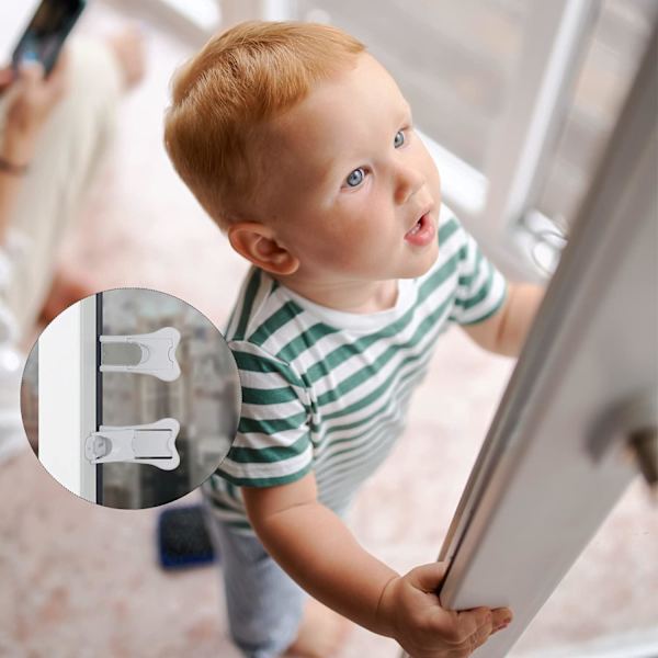 2 stk. Skyvedørsblokkering Baby Sikkerhetslås Vindu Blokkering Sikkerhet