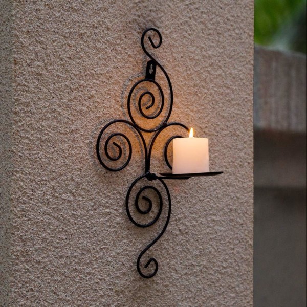 Vintage tyylinen seinään kiinnitettävä kynttilänjalka, Creative Iron kynttilänjalka