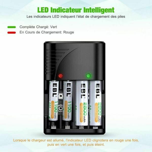 (Svart) Universalbatteriladdare för AA/AAA/9V, 6802 Snabbladdning