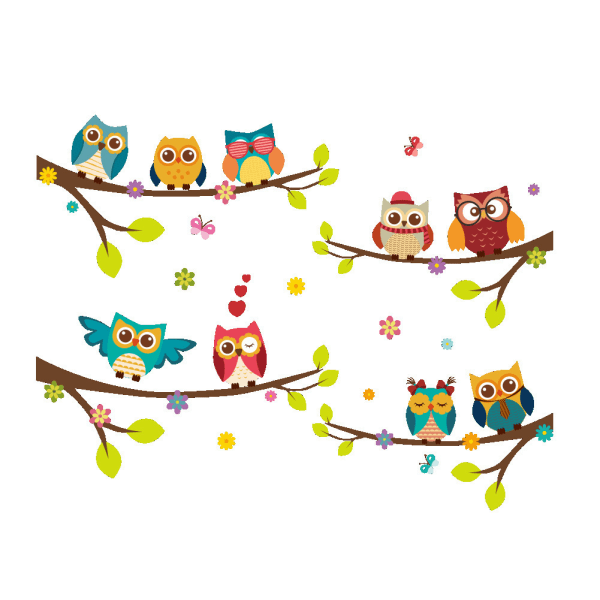Owl Wall Sticker Animal Dekorative Sticker Veggdekorasjon for Ki