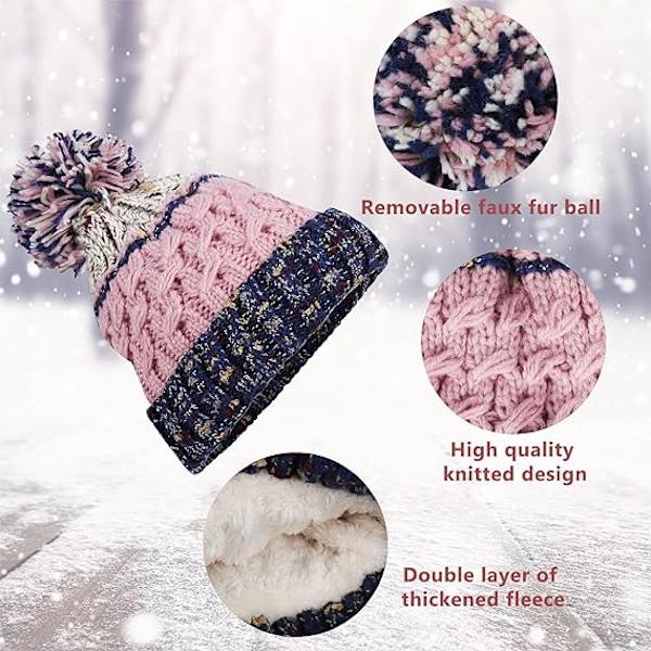 Talvinen pompom-pipo, neulottu pipo, jossa lämpöhattu