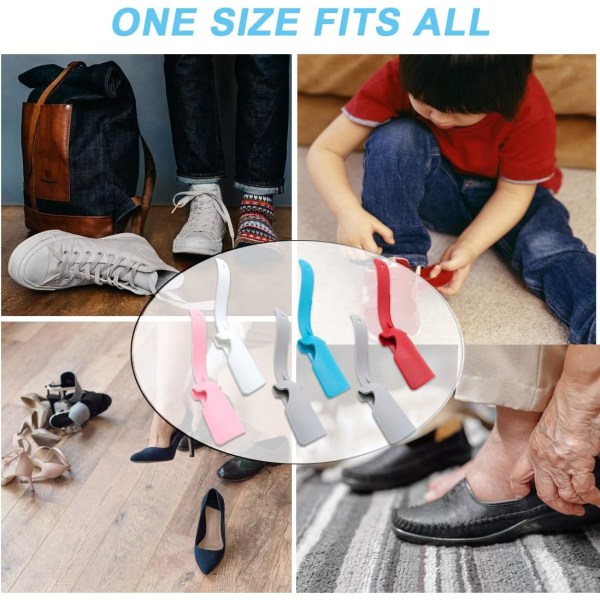 6 stk. Lazy Shoe Helper, bærbar plastik skohorn løftehjælp