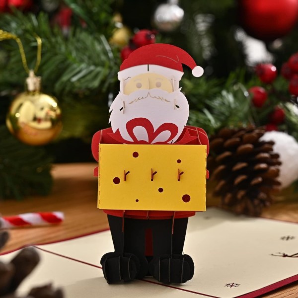 4 st 3D julkort, julkort med kuvert Pop Up Chris