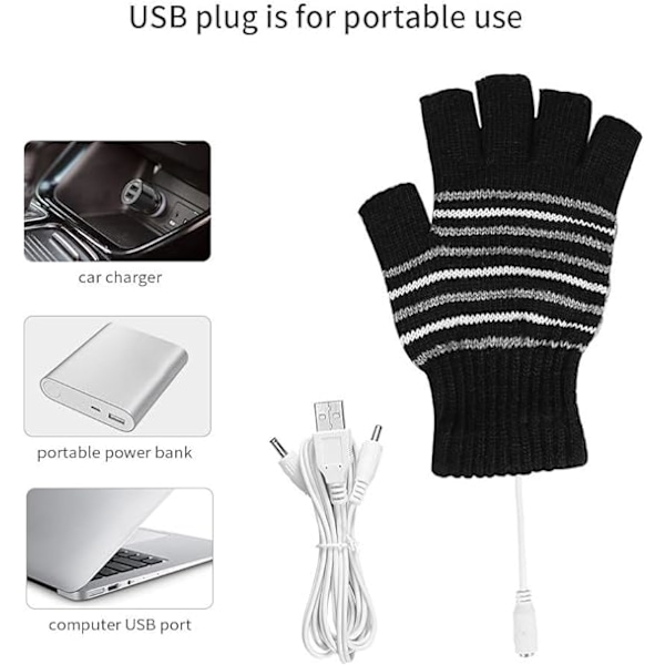 (Musta) USB-lämmittelyhanskat, talviset lämmityshanskat miehille ja naisille