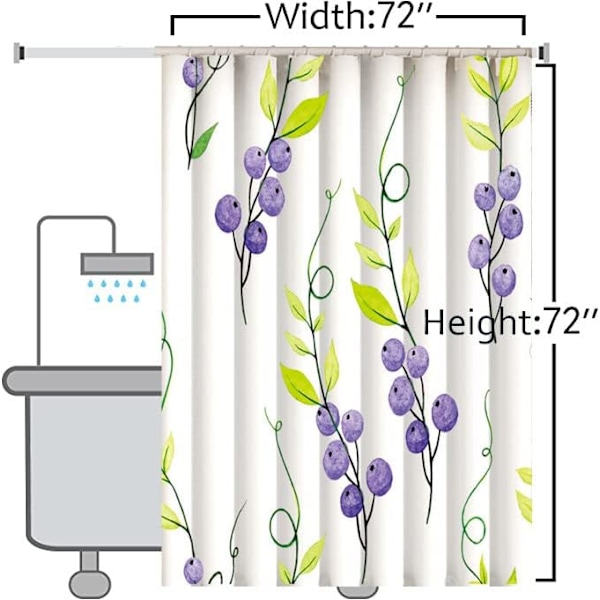 180L x 180W centimeter Blomster Bruseforhæng Vandtæt Badeværelse