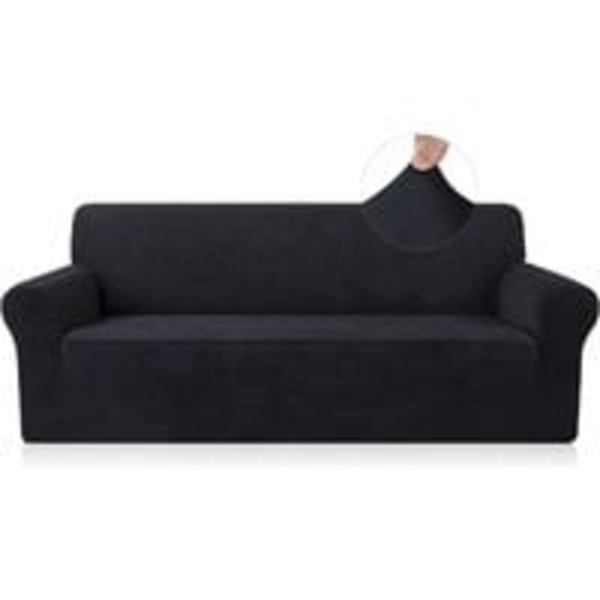 Stretch Sofa Cover Universal Black Polyster Sofa Protector 2 seter