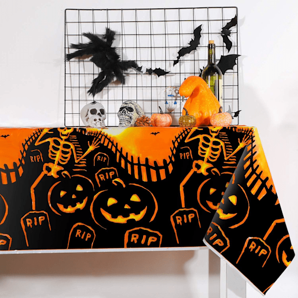 137x180cm Halloween Plastik Dugt Rektangulær Græskar Bat Sk