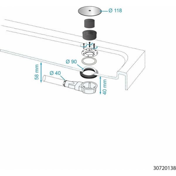 726213002 ABS Dome Ekstra-flat Dusjrenne, hvit