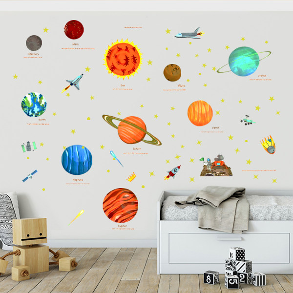 Sæt med 2 Planet Star vægklistermærker til indretning til børneværelset