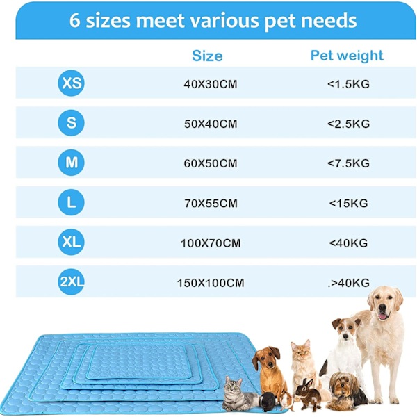 Kjølematte for hund, kjølematte for hund, kjøleunderlag for katt, kald matte, teppe