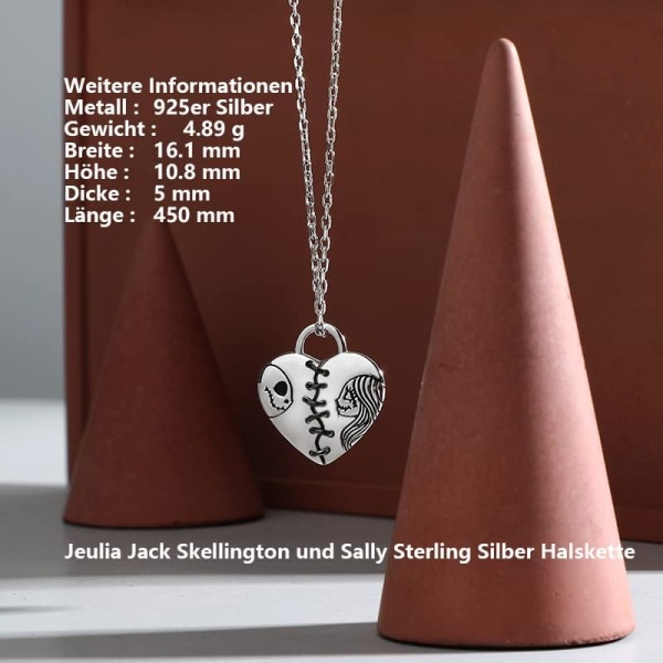 Naisten ketju 925 sterlinghopeaa Jack Skellington ja Sally Penda