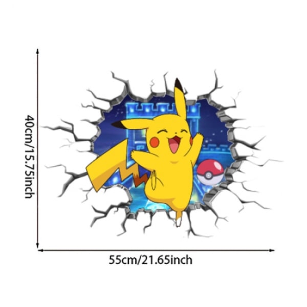 2 st tecknade animerade väggdekaler Pikachu-klistermärke pojkrum