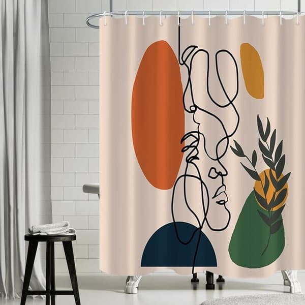 180x180cm Duschdraperi Ansikte Abstrakt Mid Century Modern Minimal