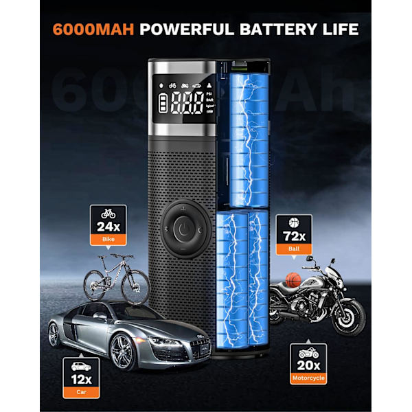 2000mAh Mini Elektrisk Luftpump, Bärbar Luftkompressor Sladdlös T