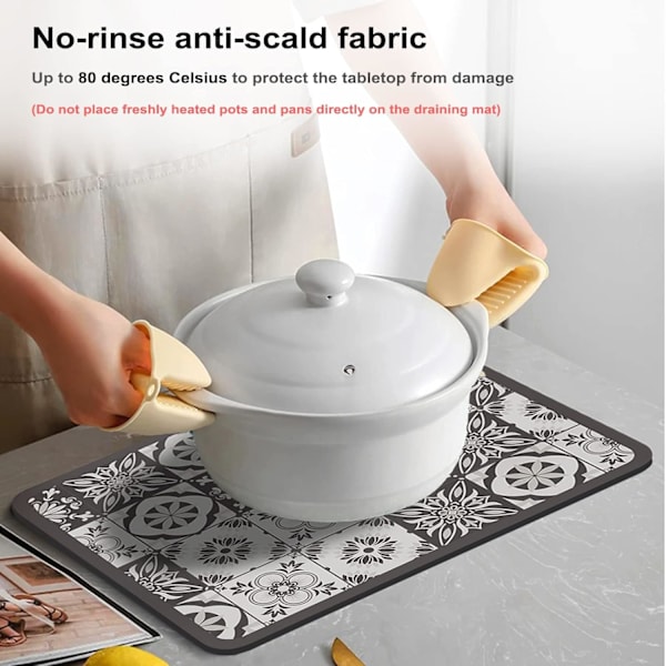 (40 x 60 cm, Tryckt i Grå) Snabbtorkande Nanofiber Absorberande Matta,