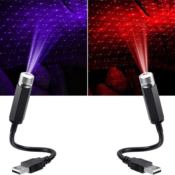2 stk. USB-stjernelys-projektor, automatiske atmosfærelys LED-rom