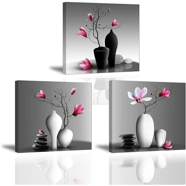3X Orkidé Canvas Prints Bild Elegant Träd i Blomvas Piy P