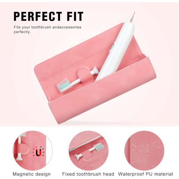 1 st rosa resefodral för elektrisk tandborste - PU-läder