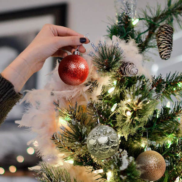 12 stycken röda julgranskulor, julgranskulor jul