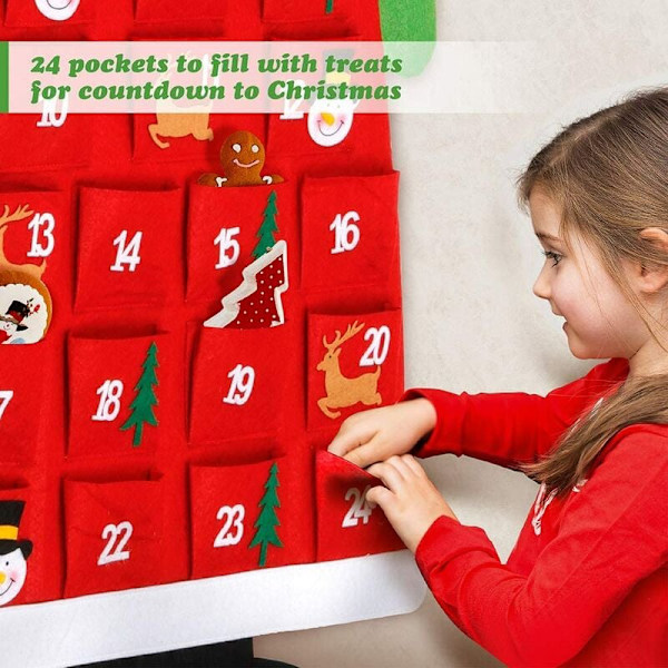 Julekalender 3D adventskalender med 24 lommer