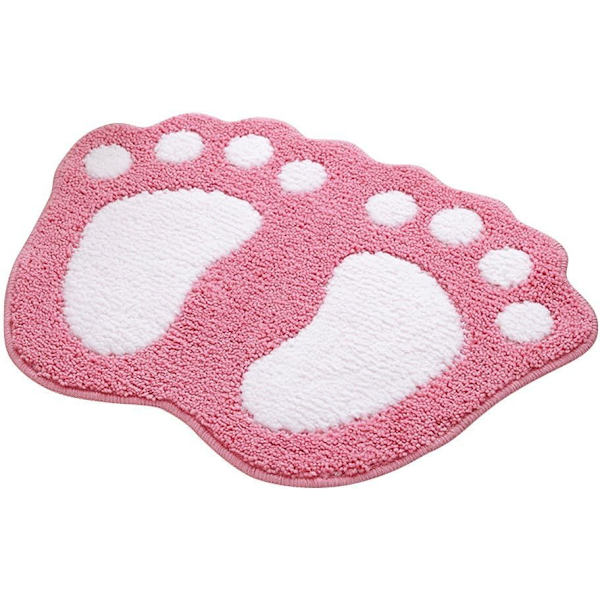 Halkskyddande absorberande badrumsmatta, design med stora fötter, polyester, rosa