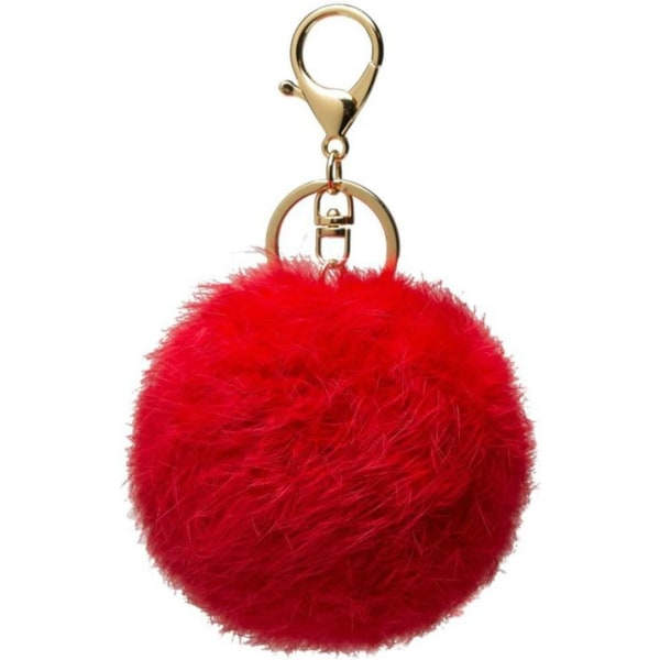 Pompom-hänge till handväska i äkta kaninhår, garanterat mjukt (Re