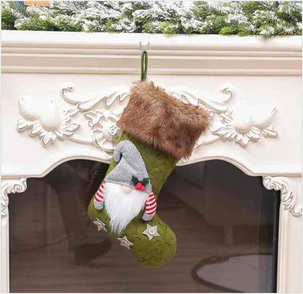 1 st julstrumpa stickad tomte strumpa handhängande strumpa