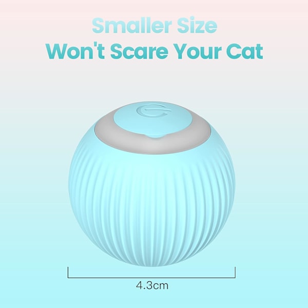 （Blå）, 4,3*4,3 cm, kattleksaker, kattboll med LED-lampor, inomhusinter