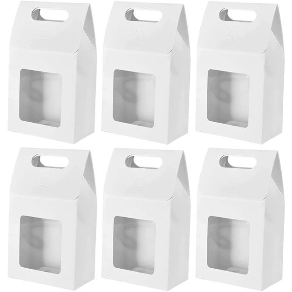 25 kappaletta Kraft-paperilahjapakkausta, lahjapussi ikkunalla, paperipussit