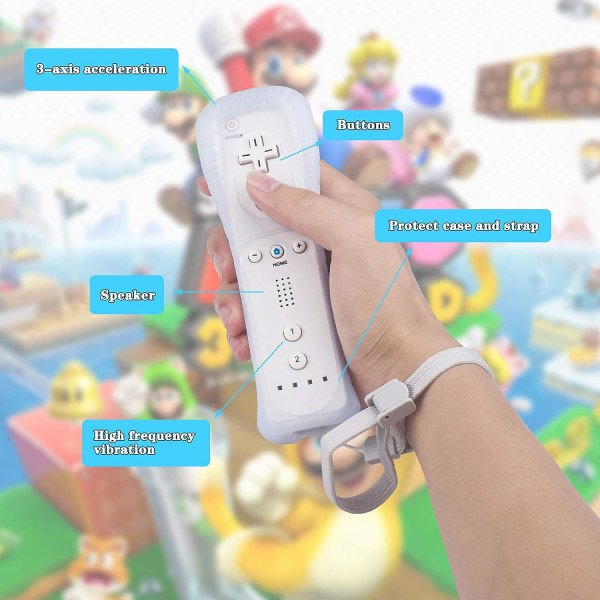 2 WII-controllere - Fjernbetjening til spil med silikoneetui - w