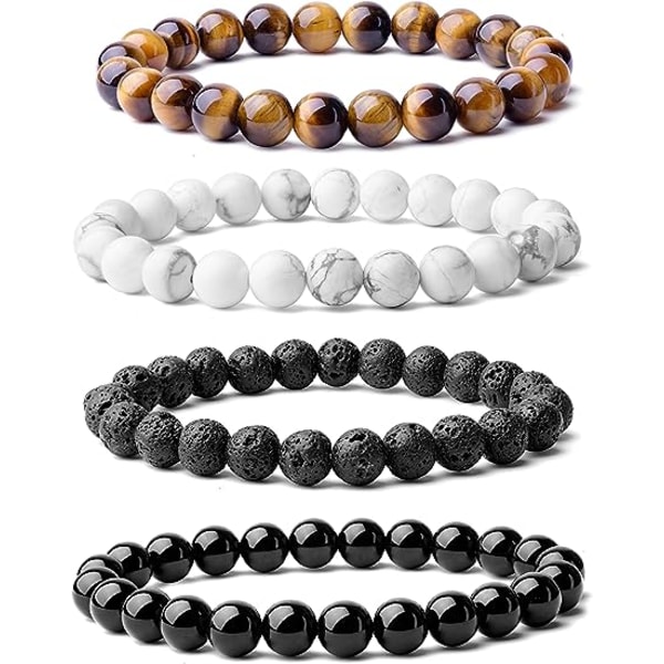 Lot de 4 magnifiques armbånd de perles extensibles en cristal d