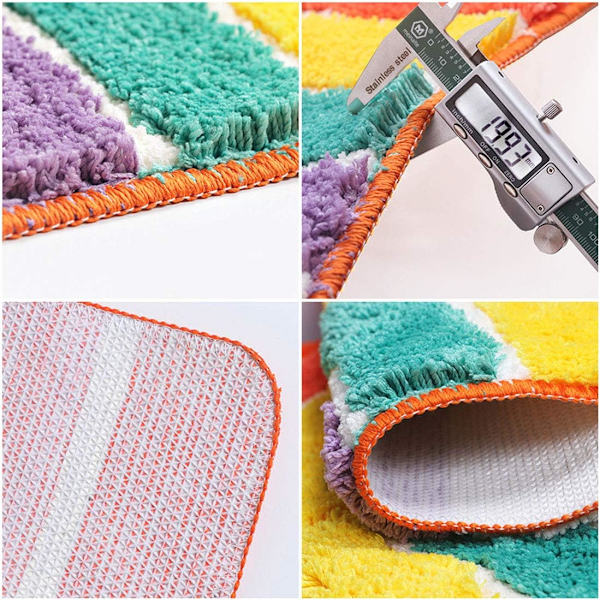 Randig badmatta i färger Halvrund Mikrofiber halkfri och Abs
