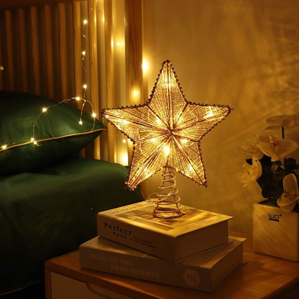 Wire Star Juletræ, Pentakelformet Lampe med Spiral Base a