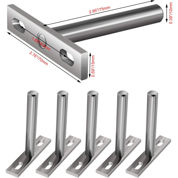6 delar metallfästen för flytande hylla, 3 tums dolda fästen