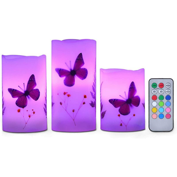 Set med 3 LED-ljus, batteridrivna, doftfria LED-paraffinvax F