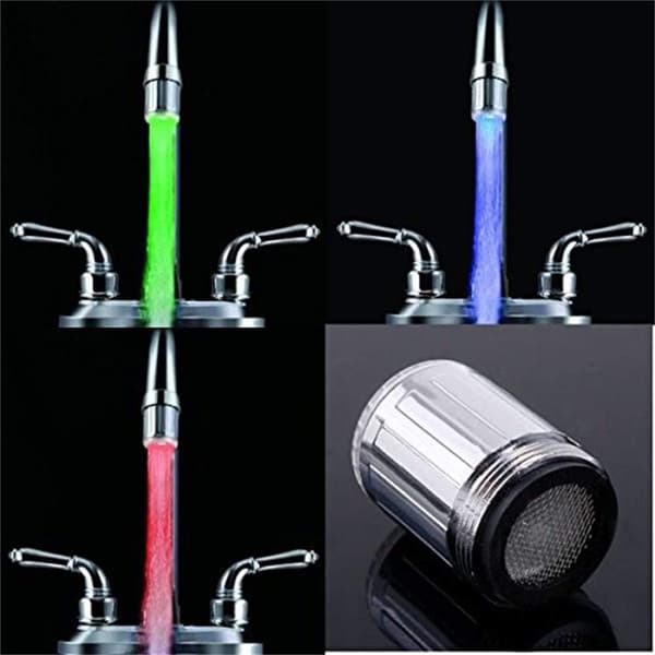Fargerik LED-vannkran, lysende LED-kranmunnstykke, 3 farger Temper