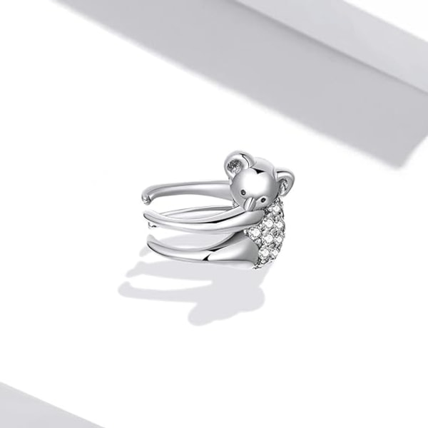 Sødt Koala Øre Manchet Wrap Øreringe 925 Sterling Sølv Krystal Cub