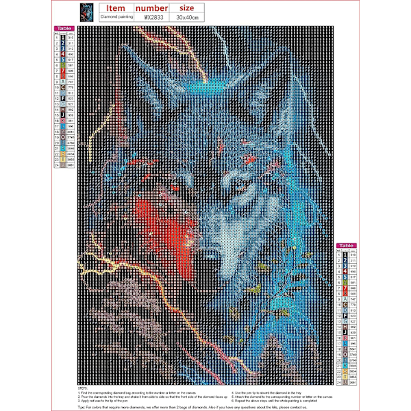 Wolf DIY-timanttimaalaus, 5D DIY-timanttimaalaus täydellinen sarja, Diam