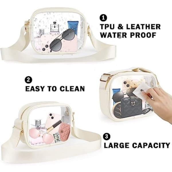 Läpinäkyvä crossbody-laukku, stadionille hyväksytty läpinäkyvä käsilaukku