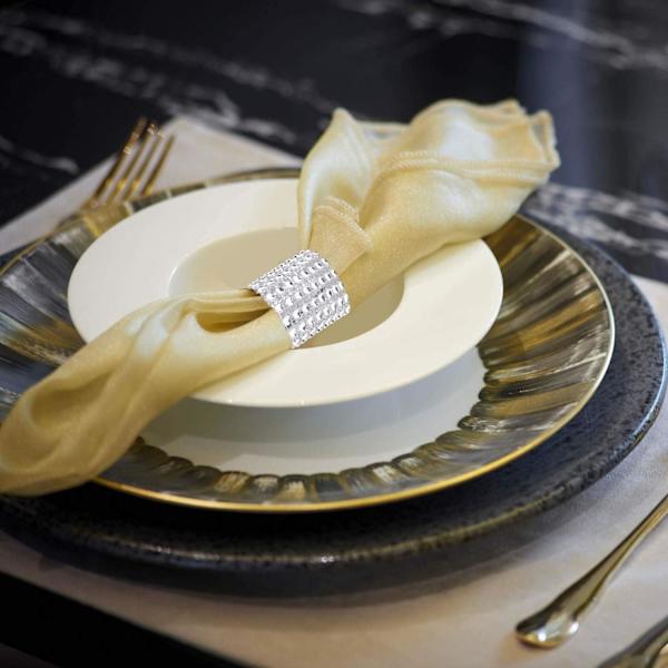 10 kpl hopeanväriset strass-nauharenkaat 13*4CM - hopeanvärinen Diam