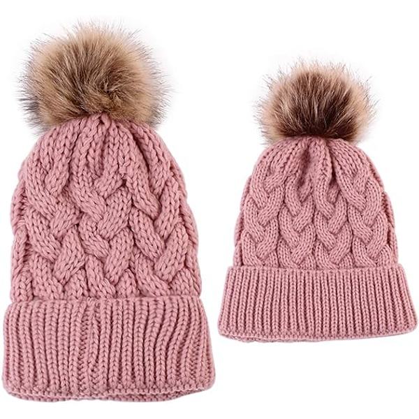 2-pack mössa mamma-bebis matchande mössa vintervärmare