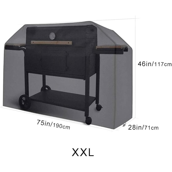 Vattentätt grillöverdrag 190 x 71 x 117 cm Svart