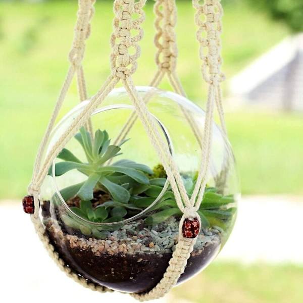 Macrame växt hängare hängande växtkruka hållare trädgård dekoration w