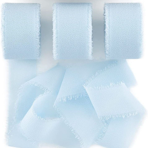 3 stk Blå Chiffon Bryllup Satengbånd