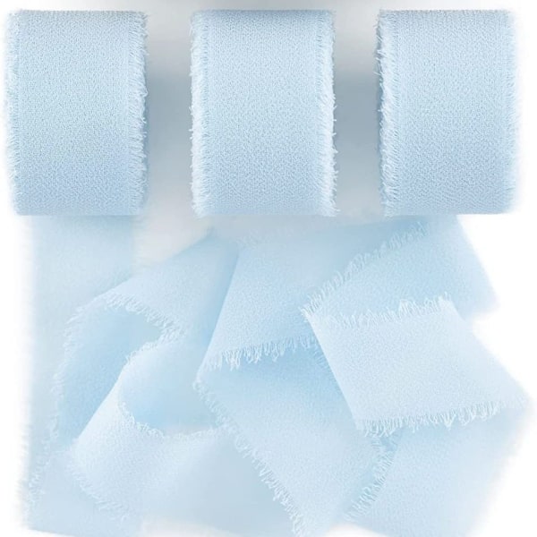 3 stk. Blå Chiffon Bryllup Satinbånd