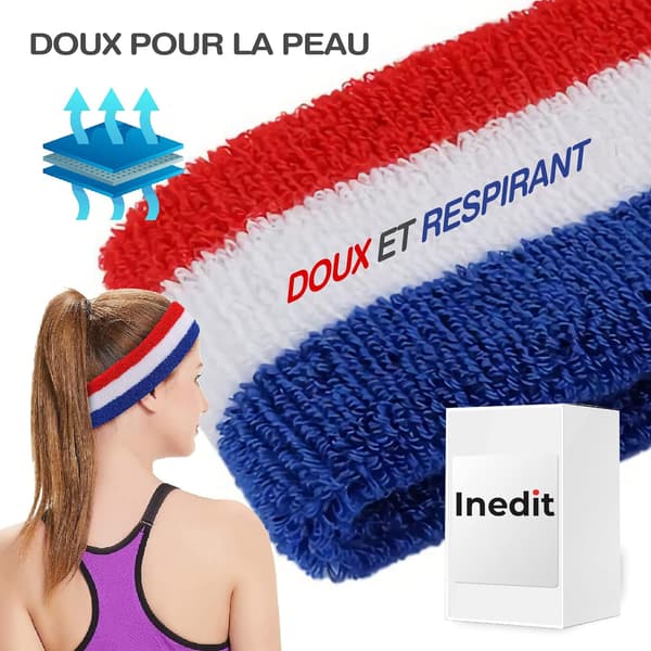 Tennispannband + Handbojor 2 delar - Frankrikes supporterkit - Blå