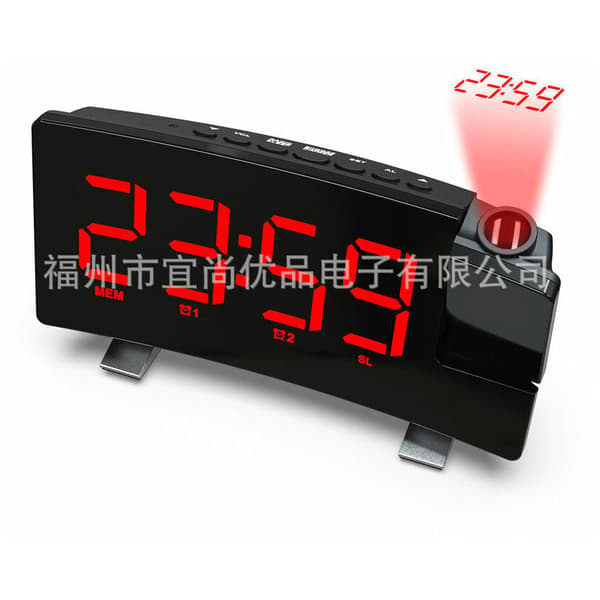 Fet grön radioprojektionsväckarklocka LED-display elektronisk cl