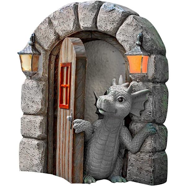 Vacker innergård drakskulptur, drakstaty i harts, heminredning