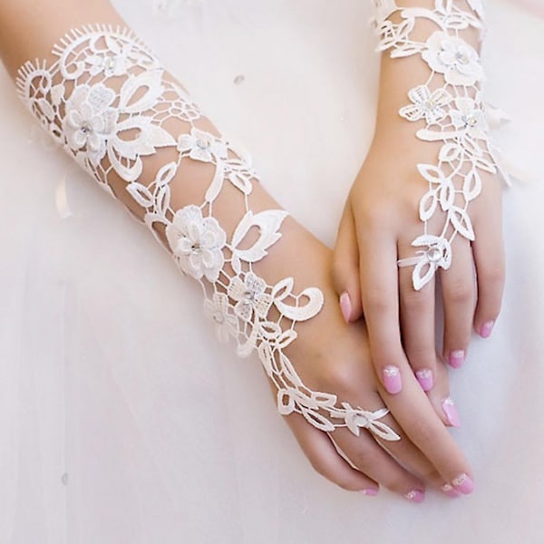 1 par hvide blonde blomster brude bryllup fest kjole finger